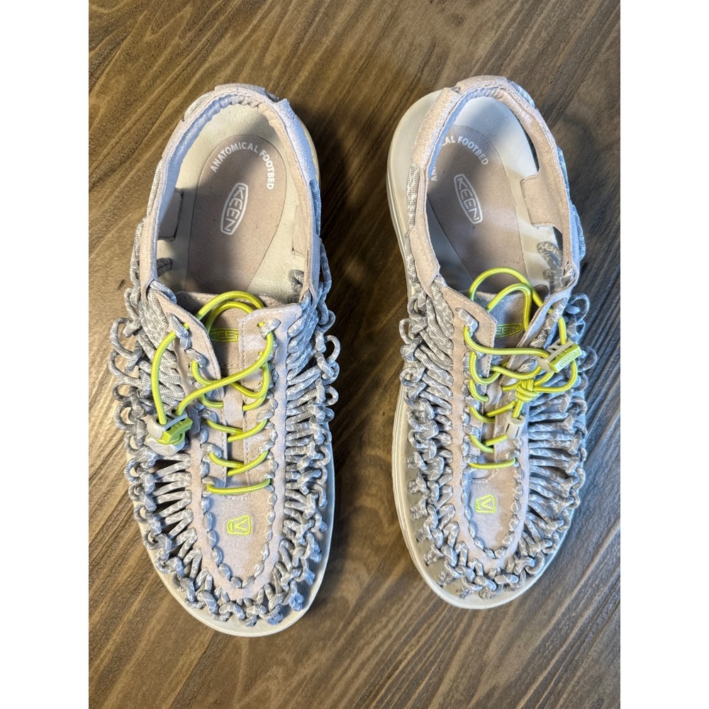 KEEN Uneek Sandals Women 11 Grey Lime Green‎ Excellent Braided Bungee 1014640 - Picture 6 of 10